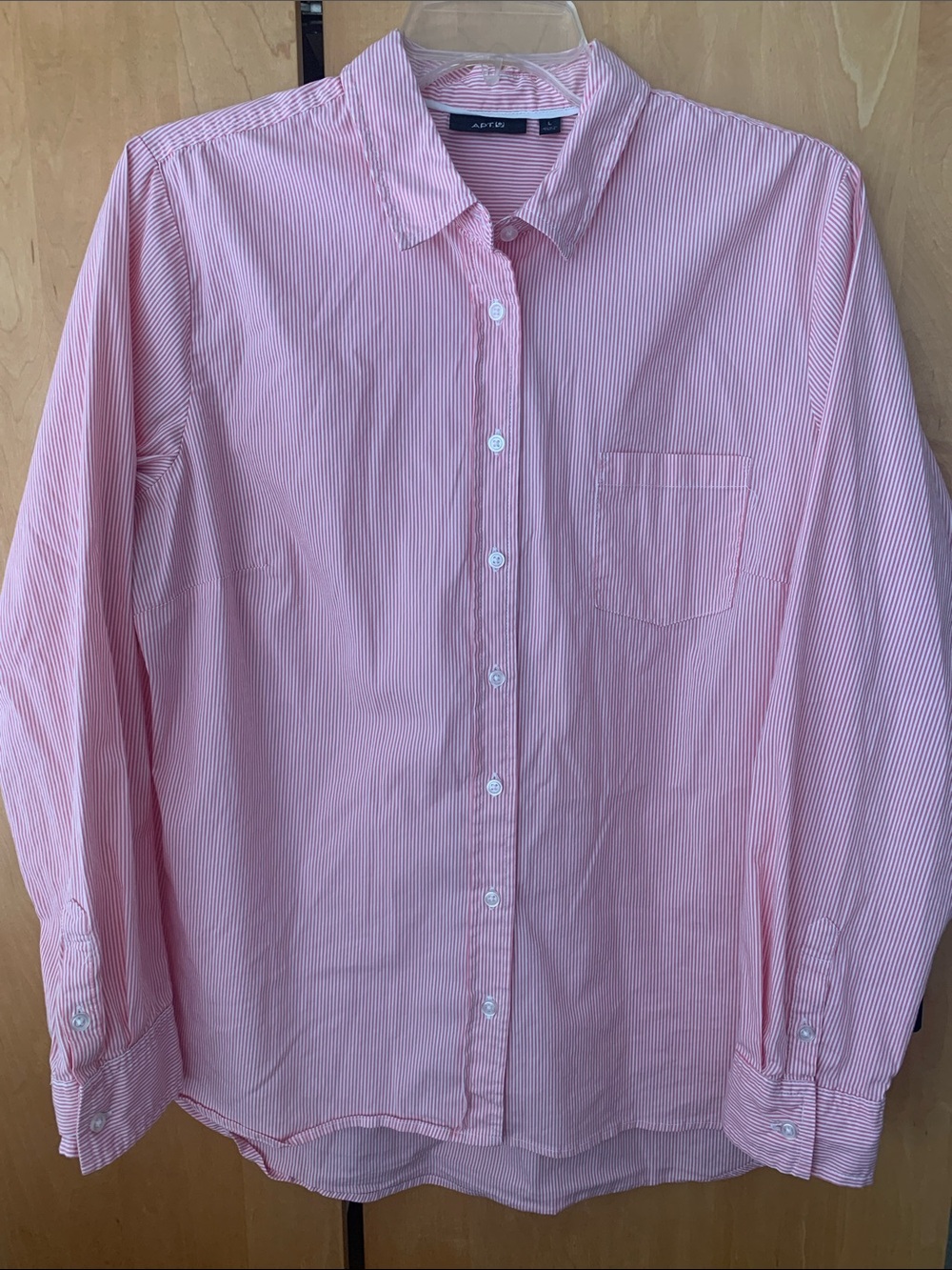 Apt 9 button down white and pink stripe size large